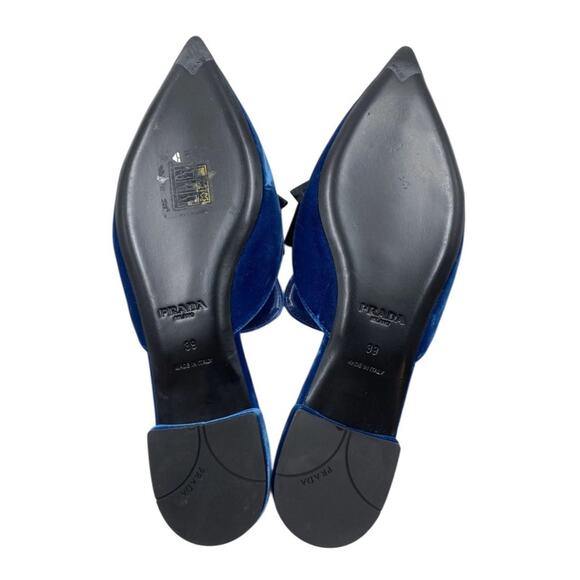 Prada Velvet Mules in Blue with Black satin bow - Size 39 - Picture 7 of 7